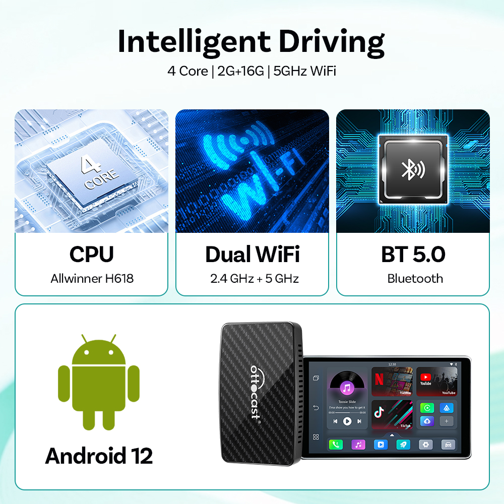 OTTOCAST Play2 Video Pro Carplay Ai Box Беспроводной Android Авто адаптер Встроенный Youtube Netflix Для VW Benz Ford 99% автомобилей