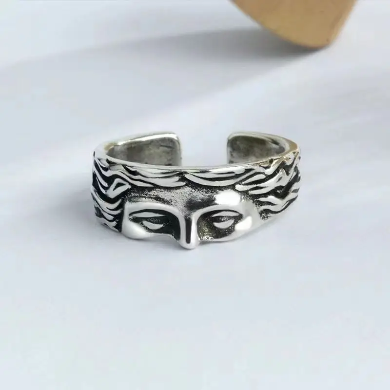 Anillo creativo de media máscara de Venus 2026 para hombre, anillo ajustable con apertura tallada Vintage, regalos de joyería de moda