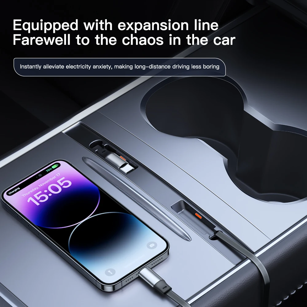 YZ Intelligent Docking Station For Tesla 54W Quick Charger USB Shunt Hub For 2024 Model 3 Model Y Central Control Splitter