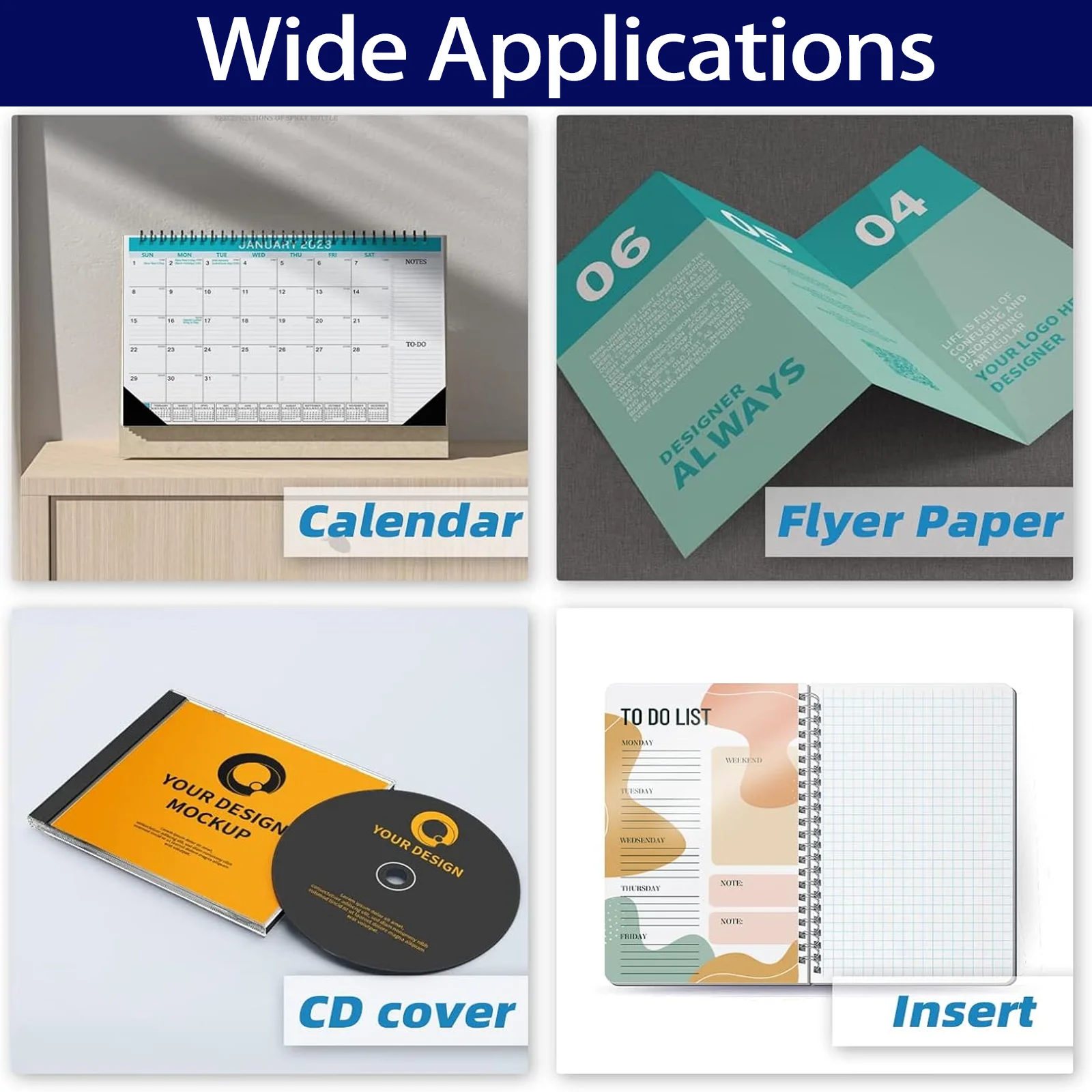 HUSPER 50 Sheets A4 Double-Sided Glossy Photo Printing Paper 120Gsm High-Quality Copy Paper 8.3x11.7 Inches