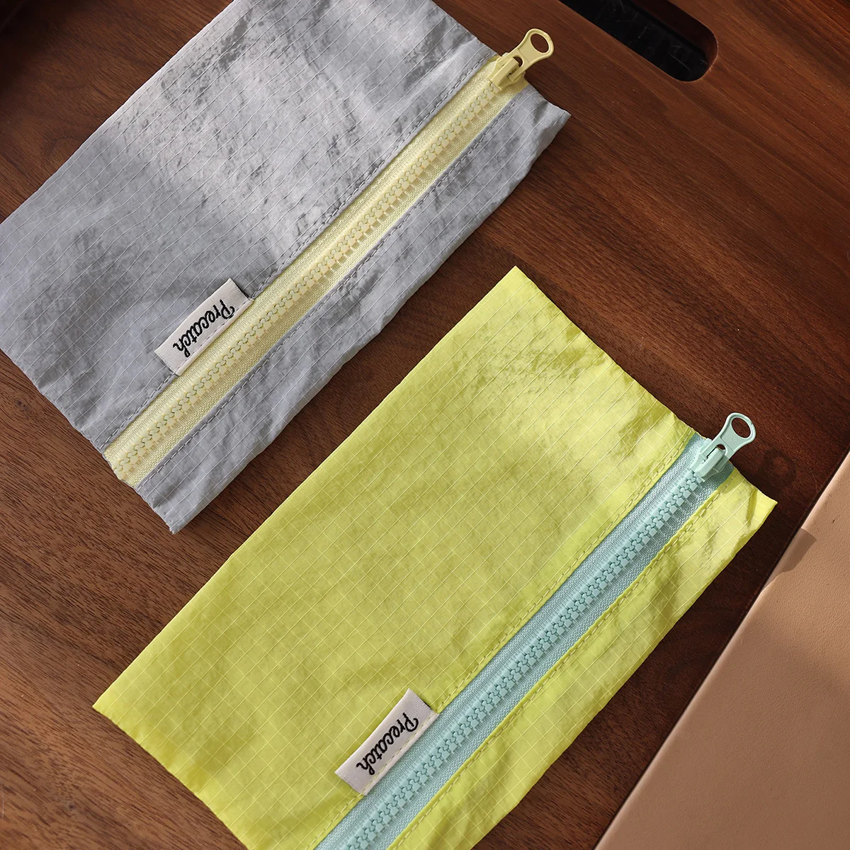 Lápiz/bolígrafo delgado multifuncional, papelería, joyería, tarjeta, bolsa de almacenamiento de monedas para mujer, Esquema de Color de macarrón, tamaño pequeño, portátil