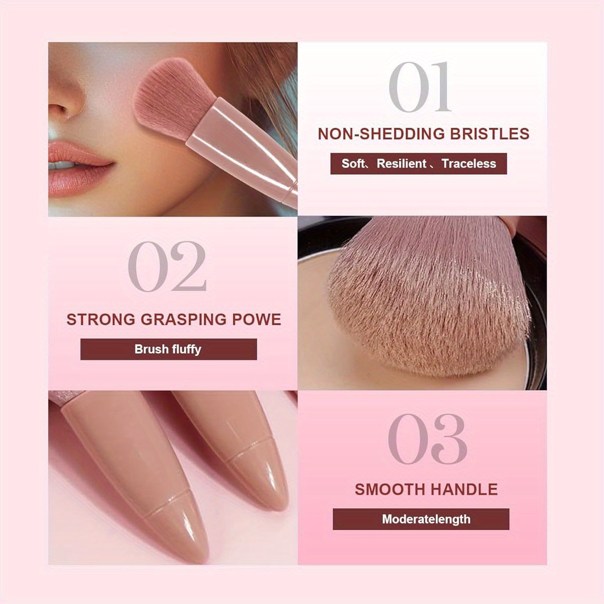 Travel Makeup Brush Set, 5-Piece Professional Mini Makeup Brush Set, Multiple Brush Heads, Compact And Portable, With Storage Bo