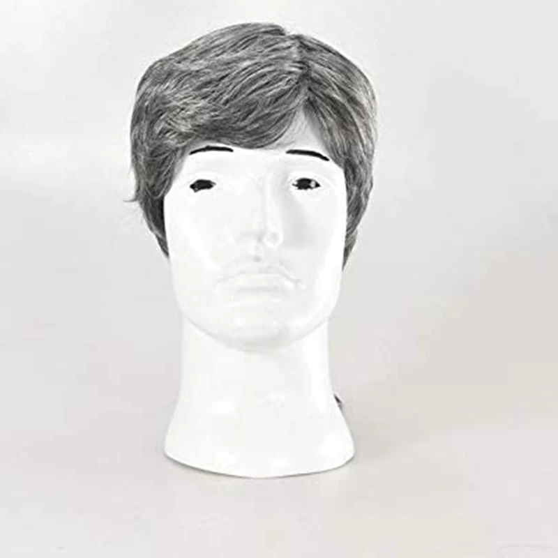 Perucas de meia-idade e idosos, branco florido, perucas de cabelo curto masculino, perucas completas