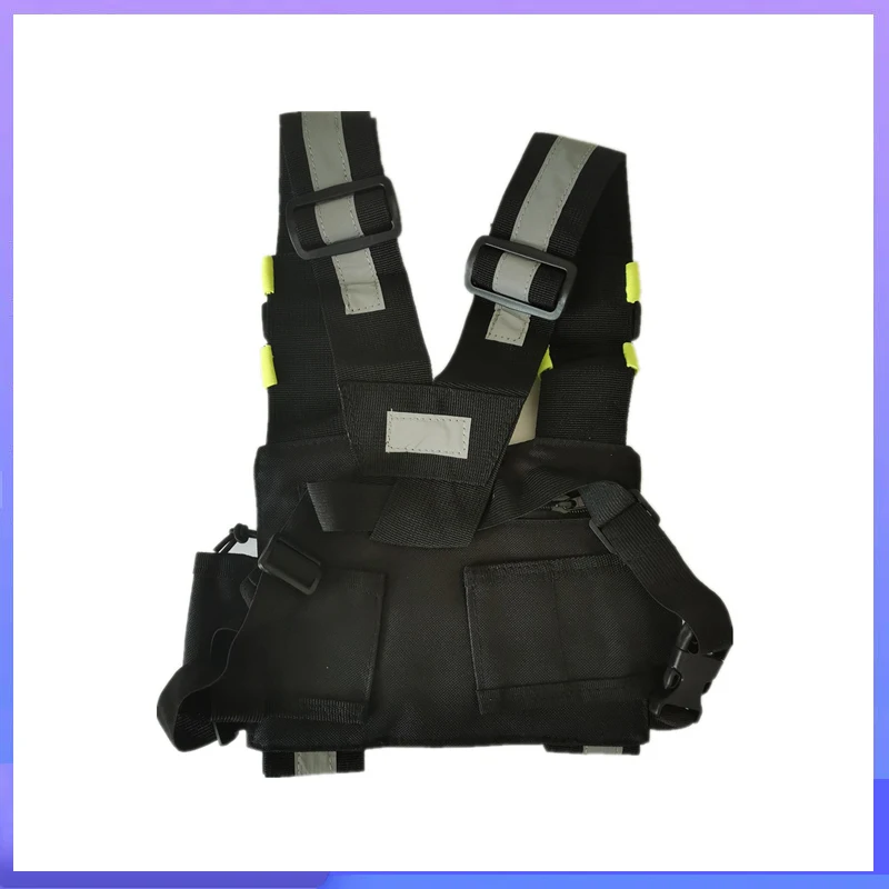 Walkie Talkies Front Pack Pouch Case Radio Schouder Holster Twee Manier Radio Reflecterende Borst Harnas Houder Tas Vest Rig Drop Ship