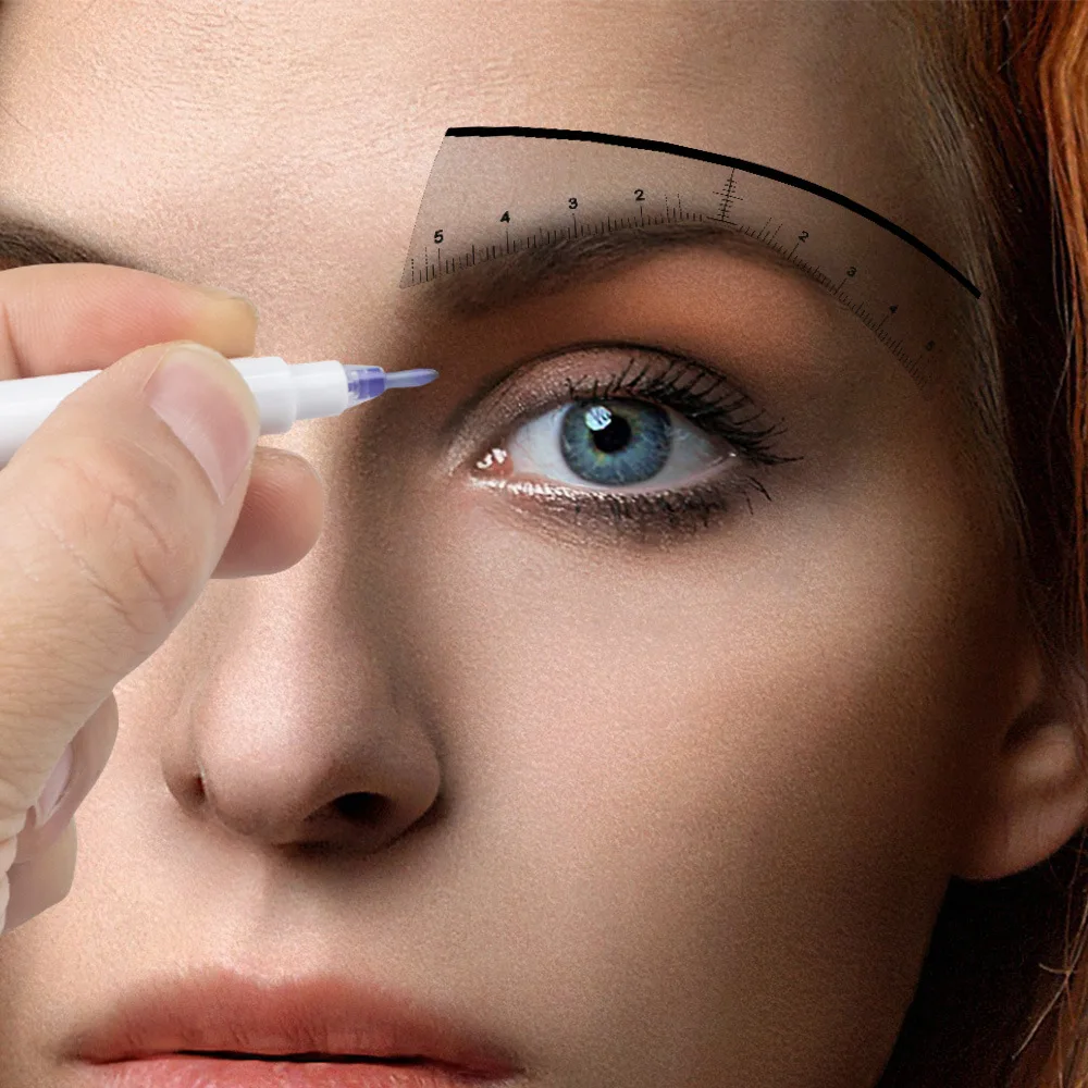 20 teile/paket Tattoo Mapping Augenbraue Herrscher Aufkleber Microblading Klebstoff V Shap Stirn Messung Schablone Werkzeuge Make-Up Versorgung