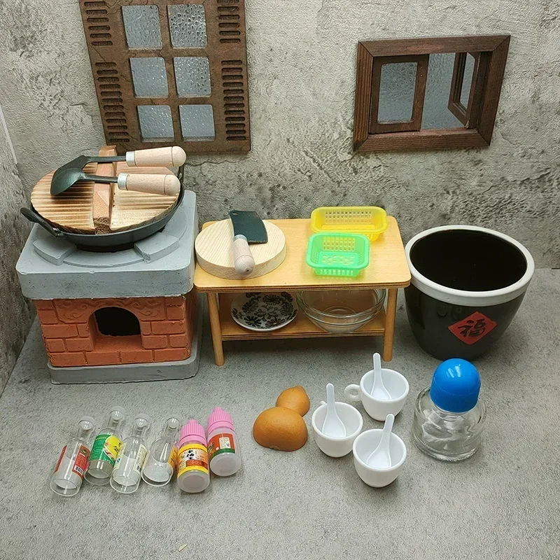 Mini muebles de cocina para casa de muñecas, casa de muñecas de modelos para juego completo, muebles de cocina, accesorios decorativos