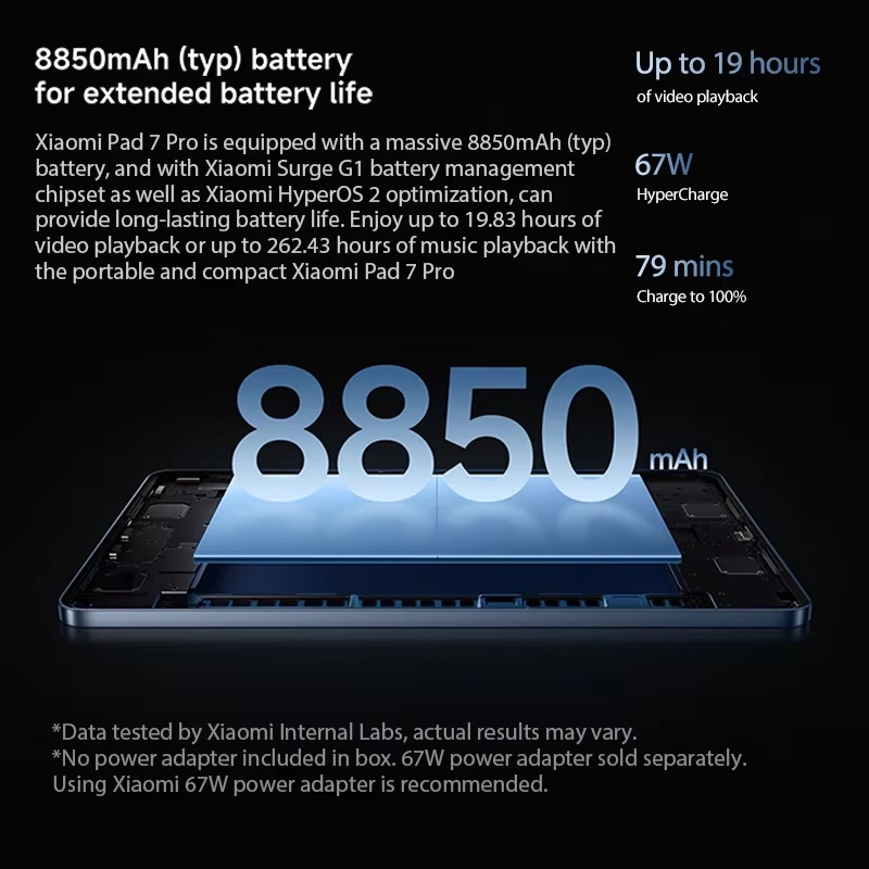 Globale Version Xiaomi Pad 7 Pro Xiaomi HyperAlC 144 Hz Snapdragon 8s Gen 3 Mobile Plattform 8850 mAh Dolby Atmos
