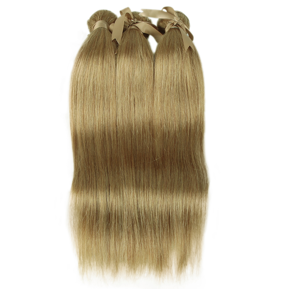 28 インチストレート人毛バンドルブロンドブラジル人毛織りシングルバンドルゴールデンブラウン人毛エクステンション