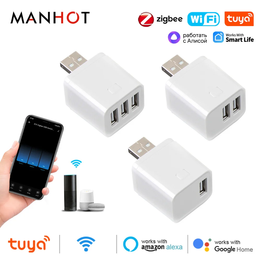 Tuya Smart Wifi/ZigBee Micro USB 1 2 3 Adapter Schalter 5V Mini USB Netzteil Smart Life Control Alexa Google home Yandex Alice