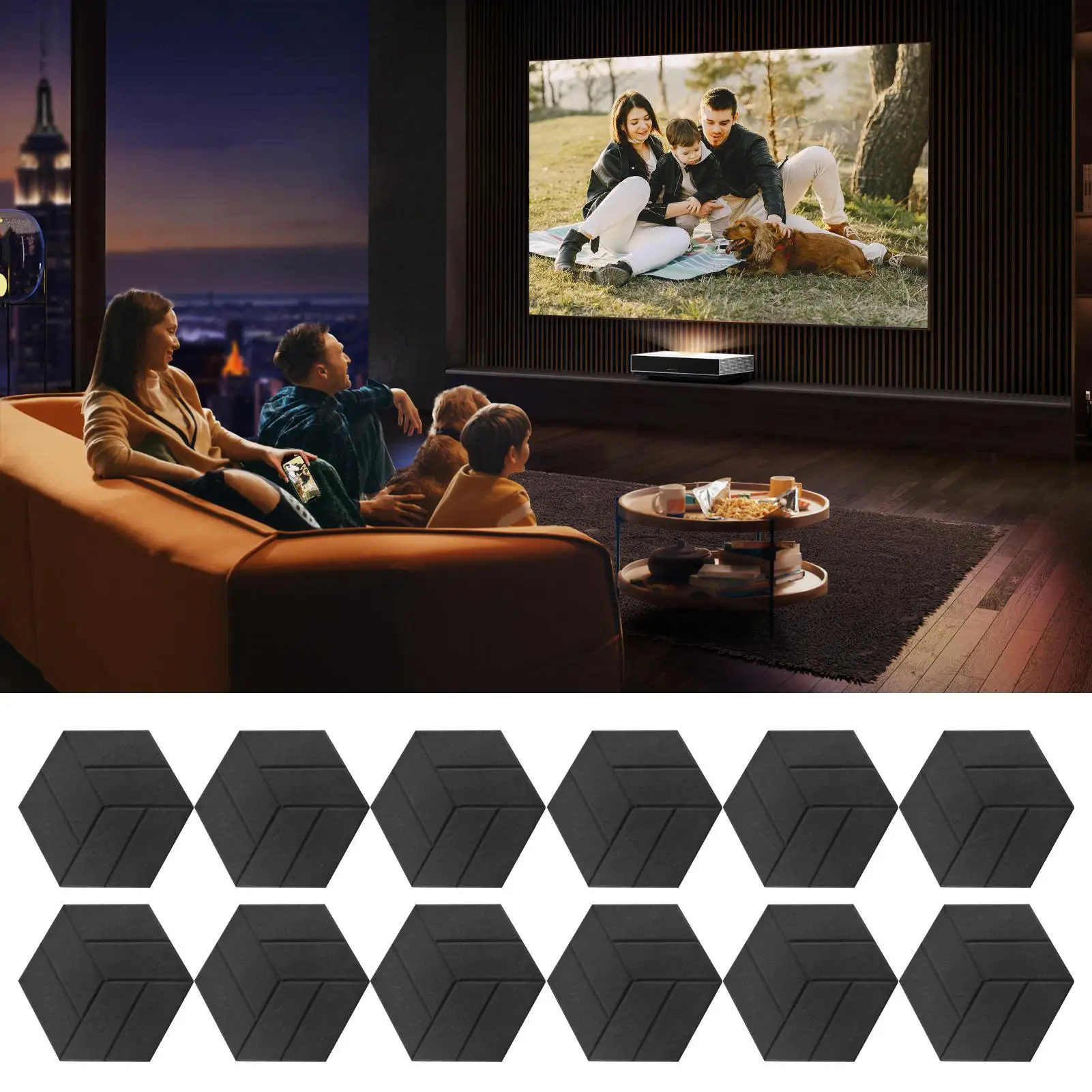 12pc Acoustic Panels Self-Adhesive Sound Proof Panels for Walls Noise Dampening Board High-Density for Bathroom Game Room