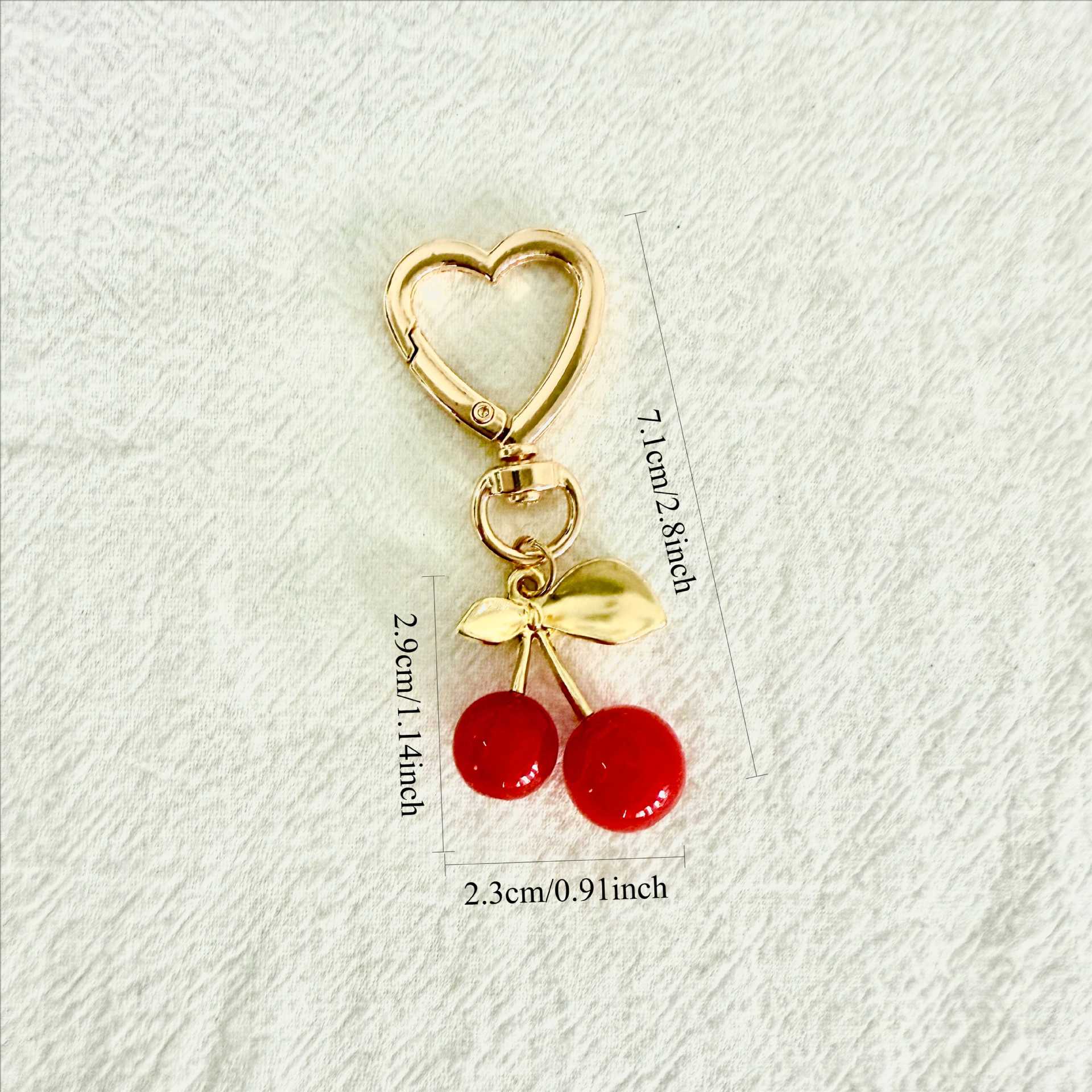 Cherry Blossom Heart-Shaped Bag Charm Durable Lobster Clasp DIY Bag Accessory Perfect Gift for Women Romantic Token of Love