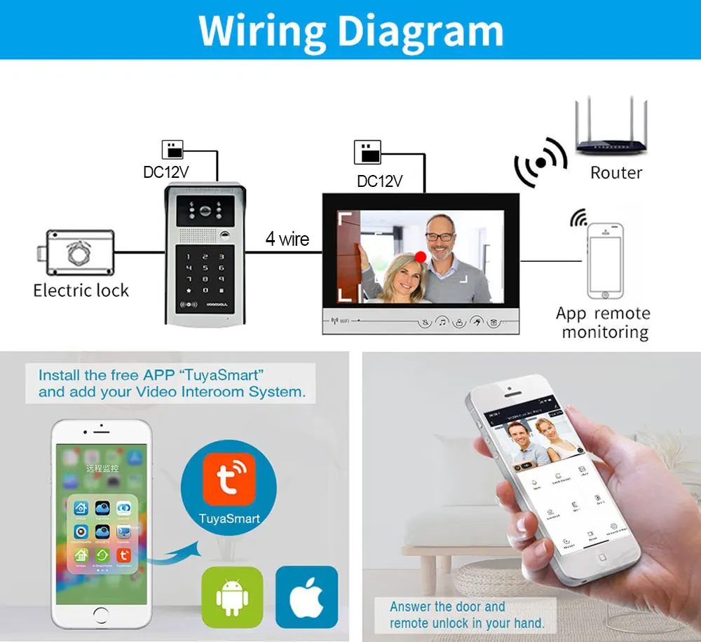9 Inch Tuya WIFI Video Intercom System Doorbell Waterproof Outdoor Camera Wireless Doorphone with RFID Card Password Keyborad