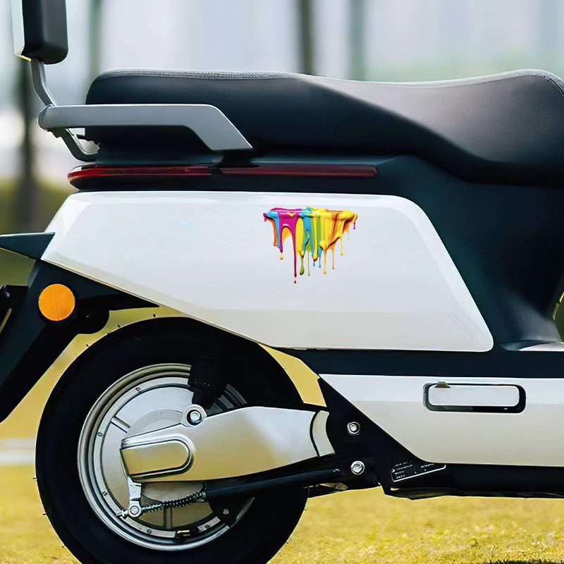 1pc 流体ペイントレインボーオートバイステッカー防水ビニールデカールバイク電気自動車フロントカウルタンクサイドフェアリング装飾