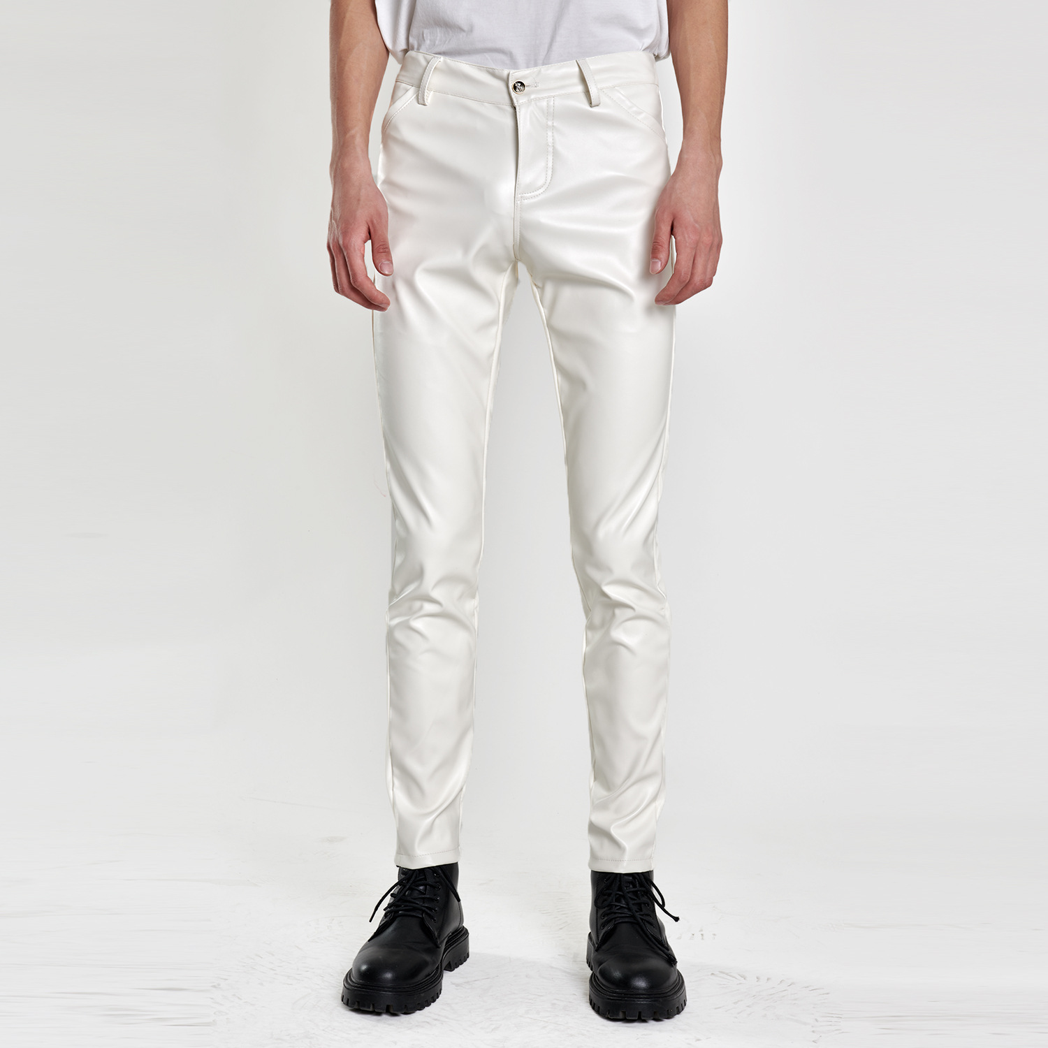 Мужские байкерские кожаные брюки, красные, синие, черные, серые