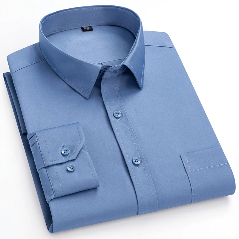 Nuova elasticità camicie da uomo antirughe camicie a maniche lunghe camicie da uomo Slim Fit Camisa camicetta da lavoro sociale camicia bianca