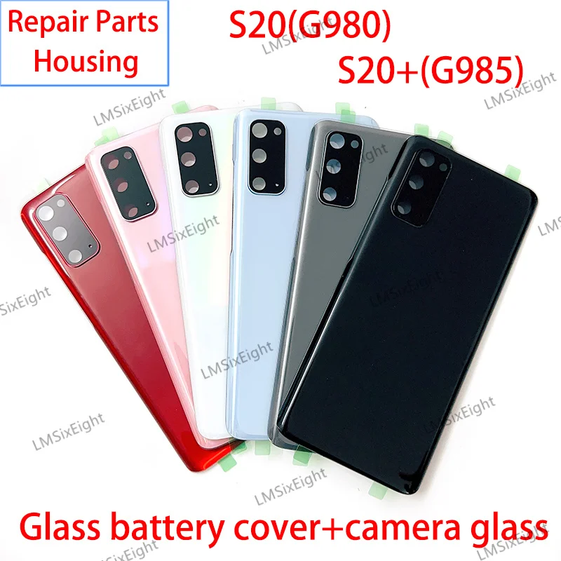 Для Samsung Galaxy S20 G980F/S20 Plus G985F Стеклянная панель Батарея Задняя крышка Корпус Задняя дверь Клей Замена объектива камеры