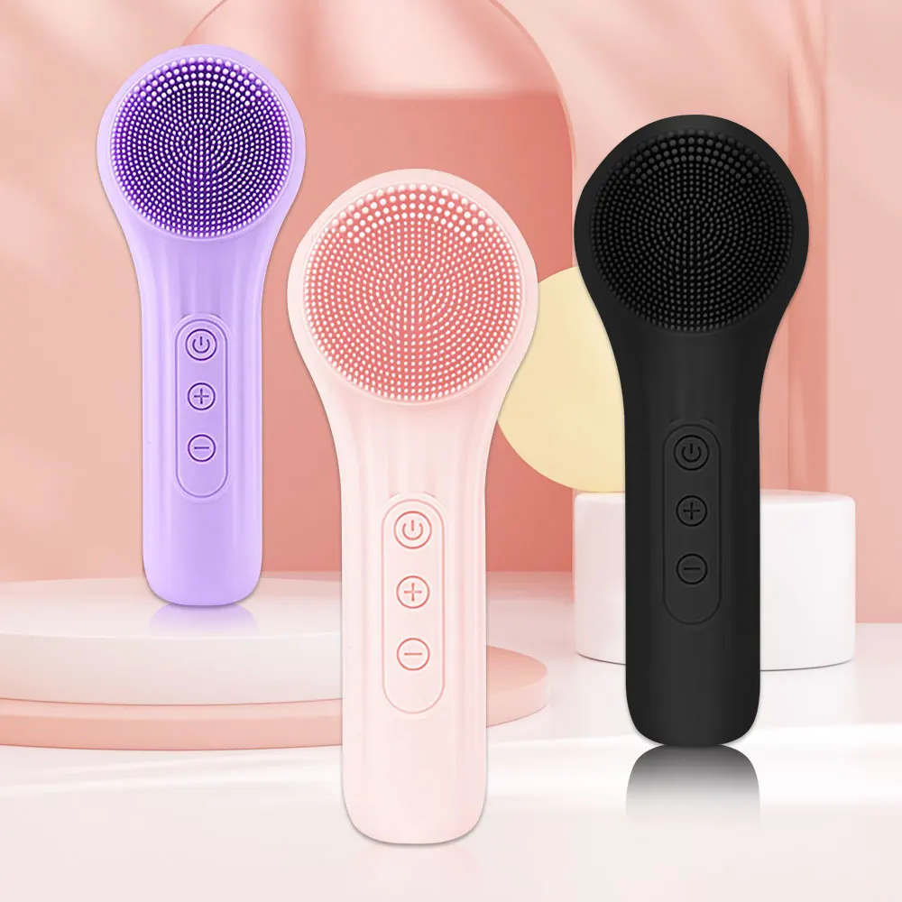 Limpiador de cepillo Facial de silicona sónico, rodillo vibratorio, masaje de poros, depurador de limpieza profunda, limpiador exfoliante Facial impermeable