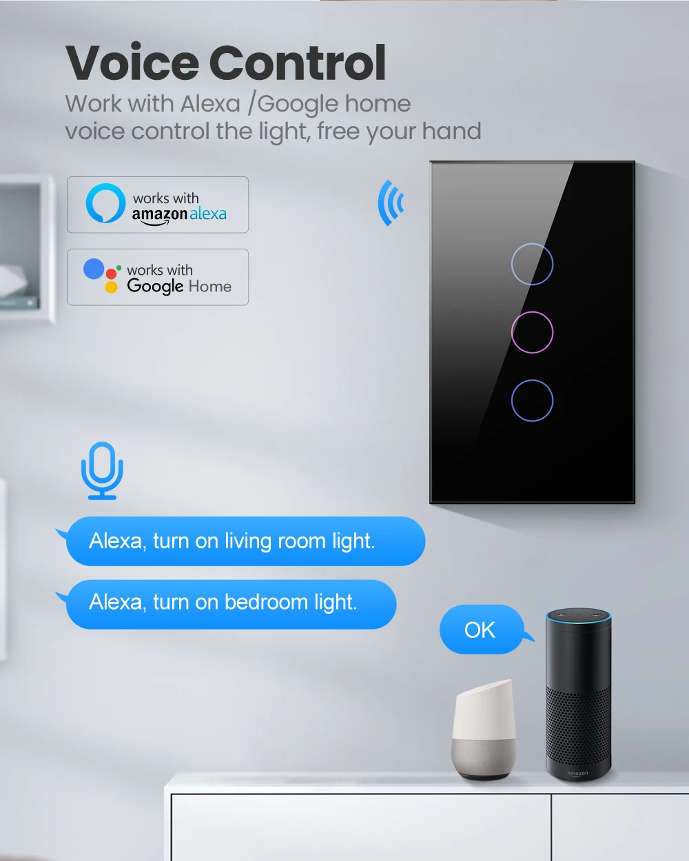 AVATTO-interruptor de luz inteligente Tuya WiFi/Zigbee, cable neutro/sin cable neutro, Interruptor táctil de pared, funciona con Alexa y Google Home