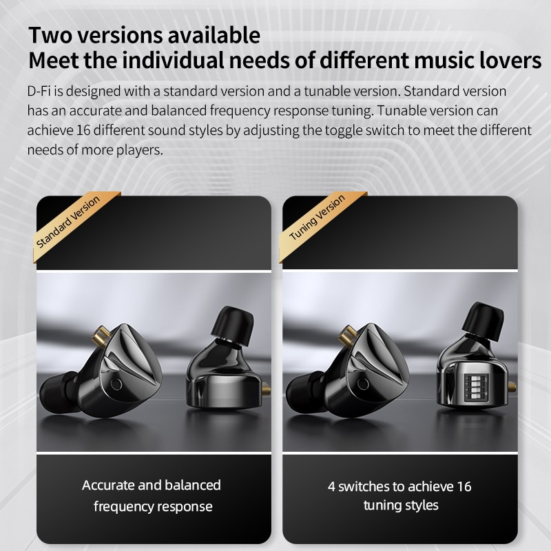 KZ D-Fi auricolari HIFI Bass auricolari Monitor 4-Level Tuning Switch cuffie Sport Stereo Sound Noise Reduction Headset