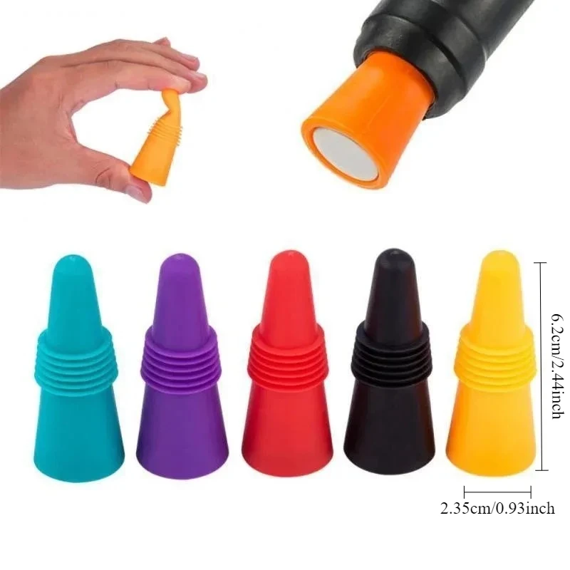 Silicone Wine Bottle Cap  Air-Tight Leak Proof Stoppers for Champagne & Drinks Reusable Cork Replacement