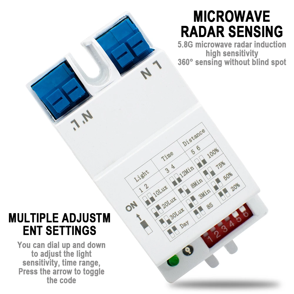diymore 5,8G Mikrowellenradarsensorschalter DIP AC220-240V DIP Radarsensormodul Bewegungsmelder