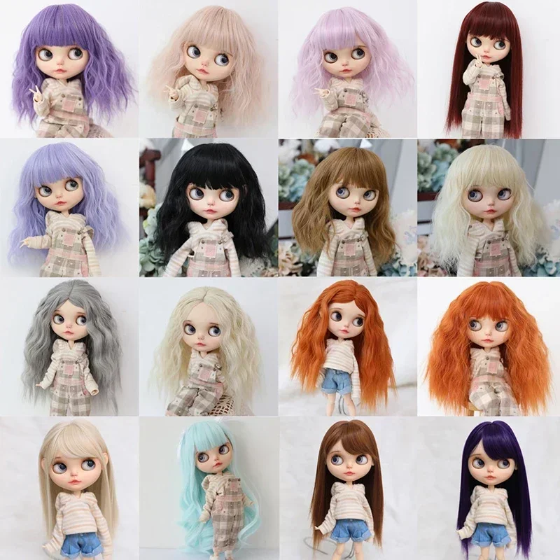 Peluca de muñeca BJD adecuada para QBABY AMYDOLL Blythe, accesorios para muñecas de tamaño, pelo de seda con temperatura, rollo de fideos instantáneos