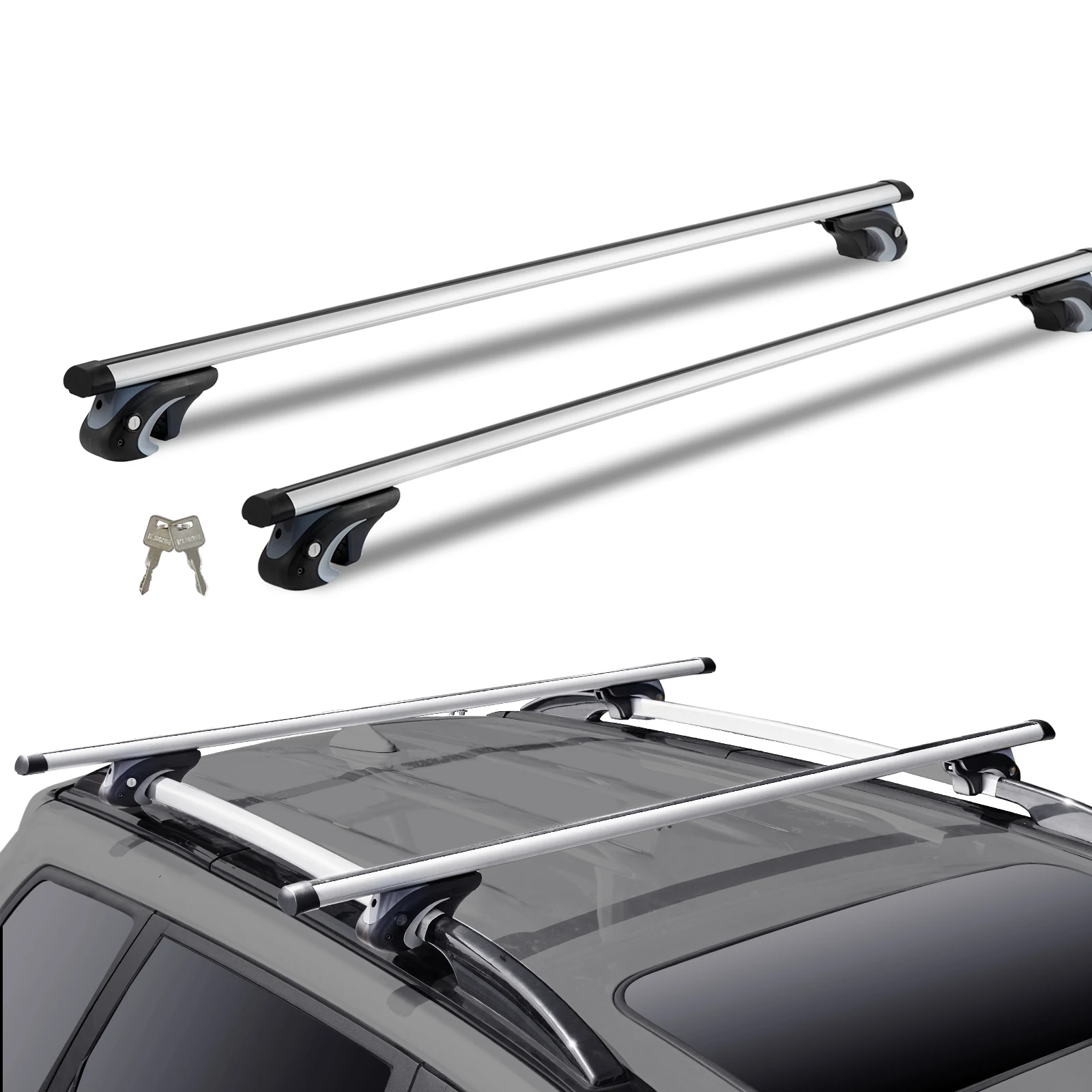 Regulowane aluminiowe poprzeczki bagażnika dachowego SucceBuy, noszenie do 90 kg, do SUV-ów i sedanów.