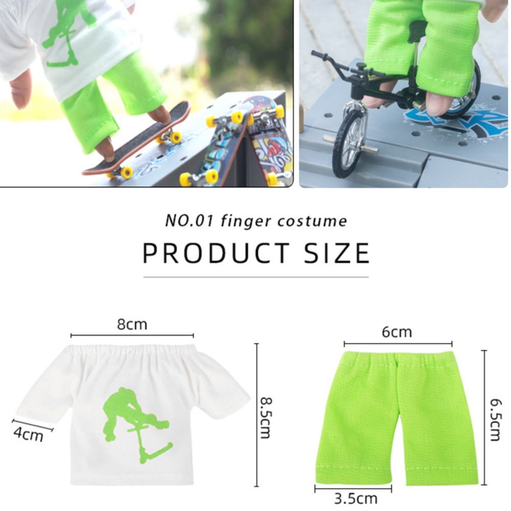 Small Finger Skateboard With Pants & Shoes Clothes Kit Mini Finger Scooter Set