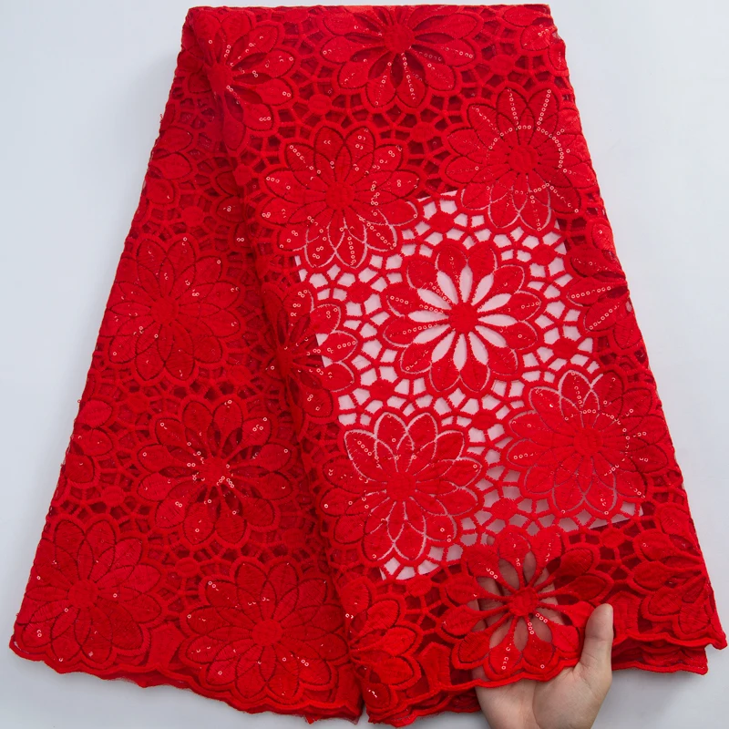 Französischer milch seiden spitzens toff afrikanischer stoff mit pailletten 2024 roter nigeriani scher mesh tüll spitzens toff für frauen party kleid a3203