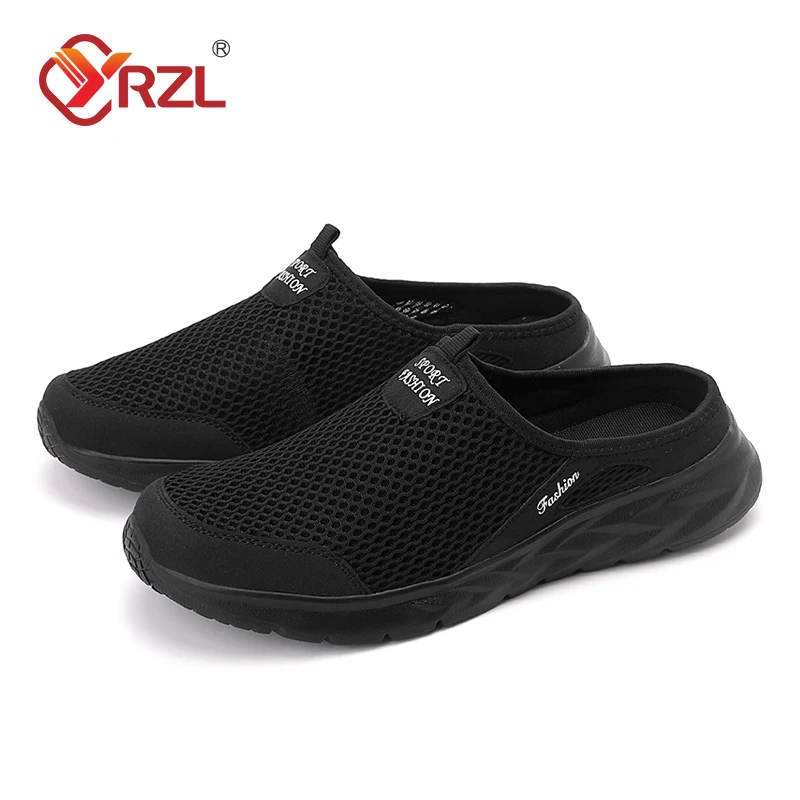 YRZL Herren Halbe Hausschuhe Sommer Atmungsaktives Mesh Herrenschuhe Outdoor Casual Wanderschuhe Große Flache Leichte Mesh Hausschuhe Sandalen