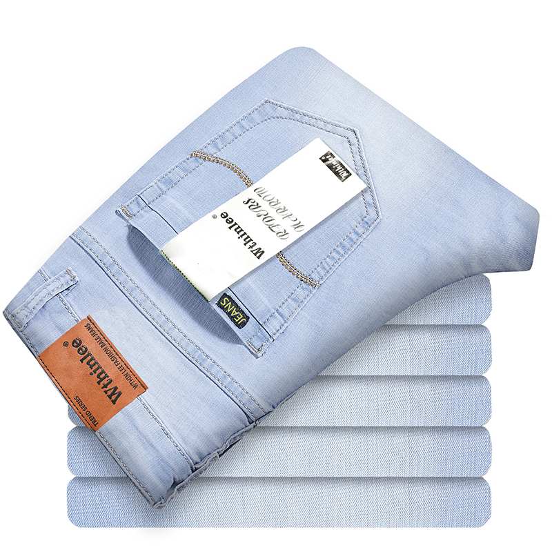 Nuevos pantalones vaqueros rectos ajustados de estilo de negocios para hombre, pantalones vaqueros informales elásticos clásicos azules y negros a la moda para hombre de talla grande 40