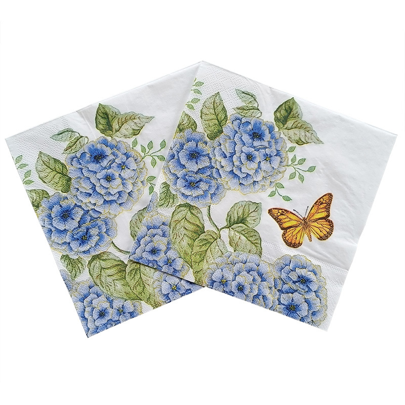 10/20 stücke/Pac Gold Schmetterling große Blume Serviette Restaurant Papier Tischset bunt drucken Geburtstags feier Dekoration Papier
