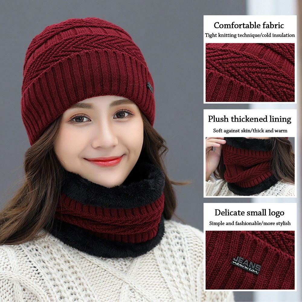 Gorro de inverno chapéu cachecol lã térmica chapéu de malha macio quente balaclava lã pescoço mais quente cachecol boné