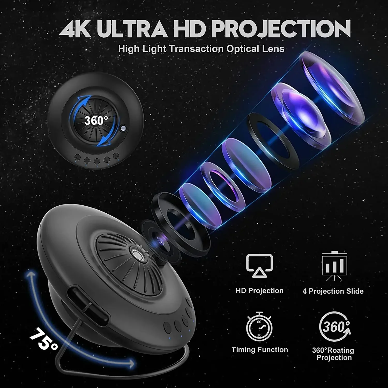 NEU UFO LED Sternprojektor Nachtlicht 8 in 1 Planetariumsprojektion Galaxy Sternenhimmel Projektorlampe für Kinder Geschenk Raumdekoration