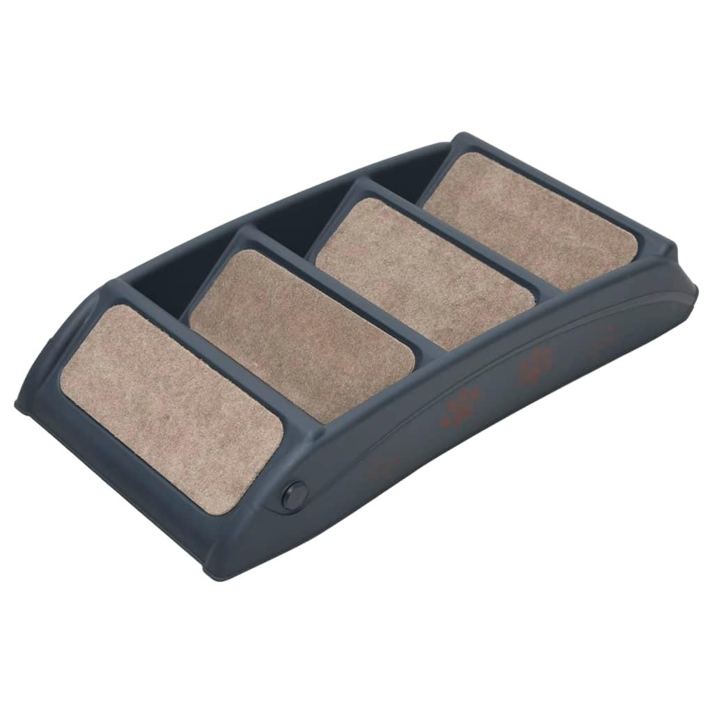 Compact Dark Grey Folding 4-Step Dog Stairs - Pet Steps for Easy Access