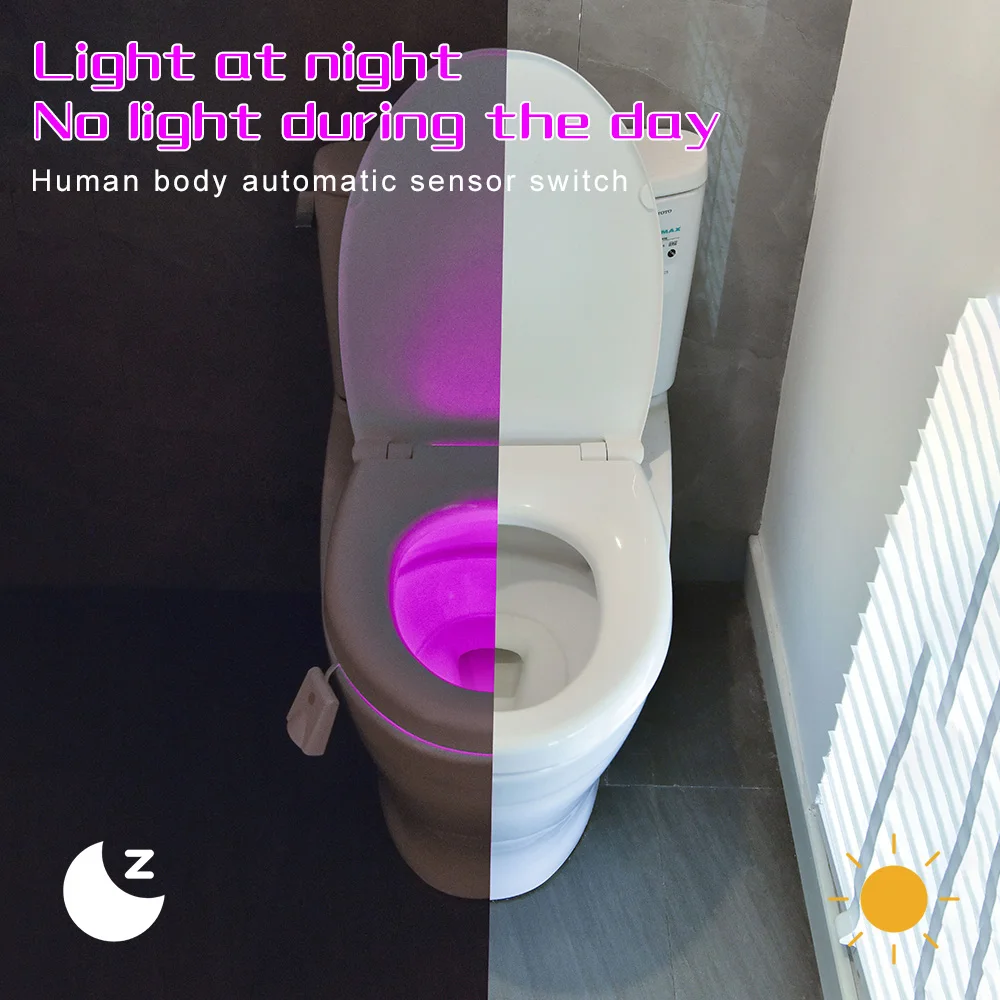 Luce notturna per WC Ricarica Sensore umano impermeabile Luce di induzione per WC Lampada di proiezione colorata Decorazione per illuminazione del bagno