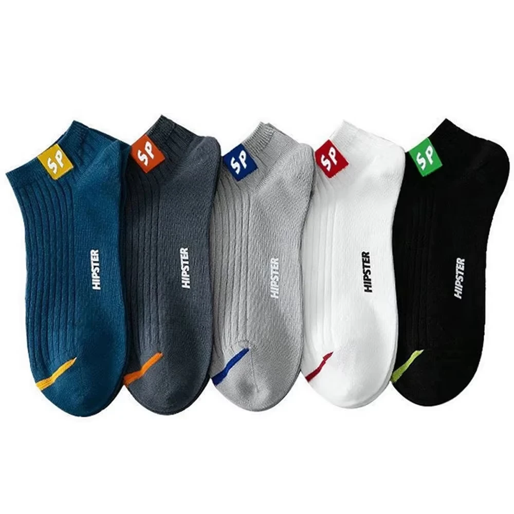 5 pares de calcetines para hombre, calcetines tobilleros de algodón, calcetines cortos transpirables de corte bajo, calcetines deportivos informales suaves y cómodos para uso diario en verano
