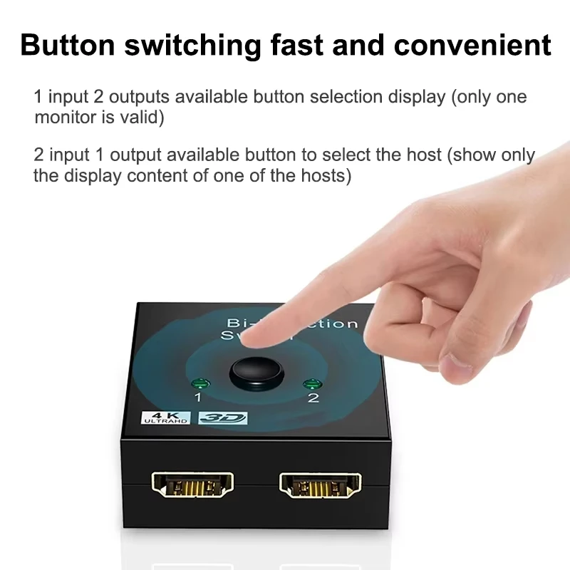 Switch Bi-Direction 2.0 Splitter HDMI-compatible 1x2/2x1 Adapter 2 in 1 out Converter for 4K Switcher PS4 Pro/4/3 TV Box  ﻿