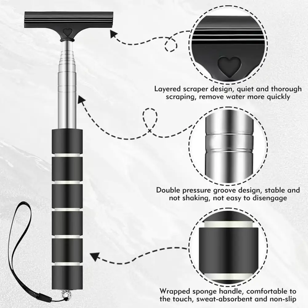Portable Rainy Glass Window Cleaning Tool Wiper Extendable Handle Car Side Mirror Squeegee Telescopic Rearview Mirror Squeegee
