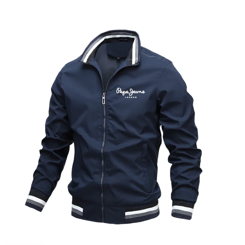 Chaqueta informal con cremallera y cuello levantado para hombre, abrigo para deportes al aire libre, chaqueta cortavientos para hombre, Bomber impermeable, otoño e invierno