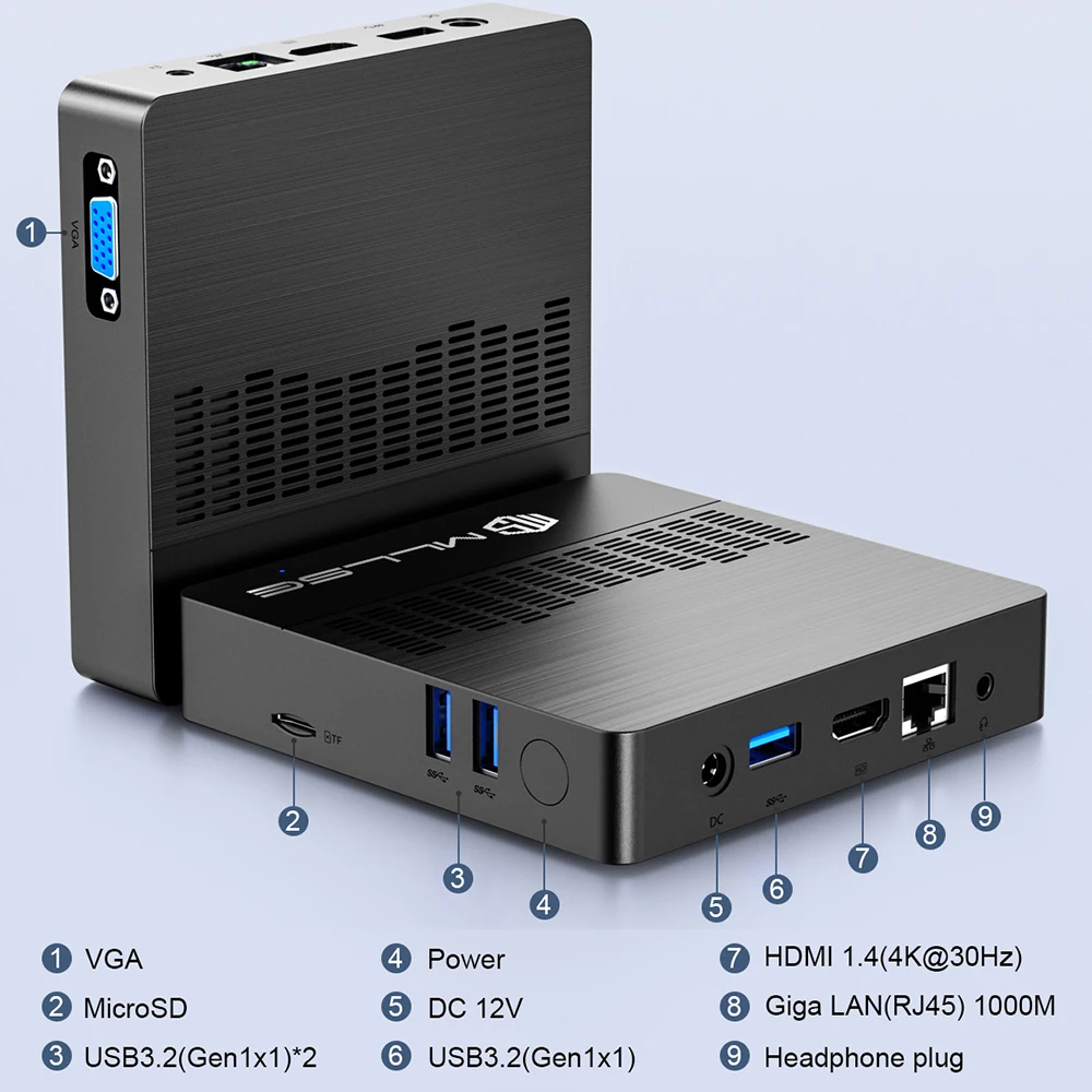 MLLSE Mini-PC M2 Air Intel Gemini Lake N4000 Intel J3710 Windows 11 6 GB RAM 128 GB ROM Dualband WiFi Bluetooth USB Mini-Computer