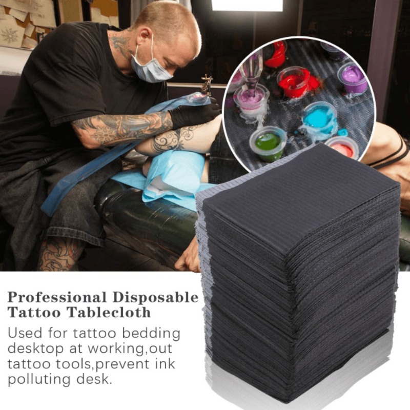 20/50/125PCS Preto Tatuagem Capa de Mesa Descartável Lençol Tecido À Prova D 'Água Resistente a Manchas Tapete de Mesa de Limpeza