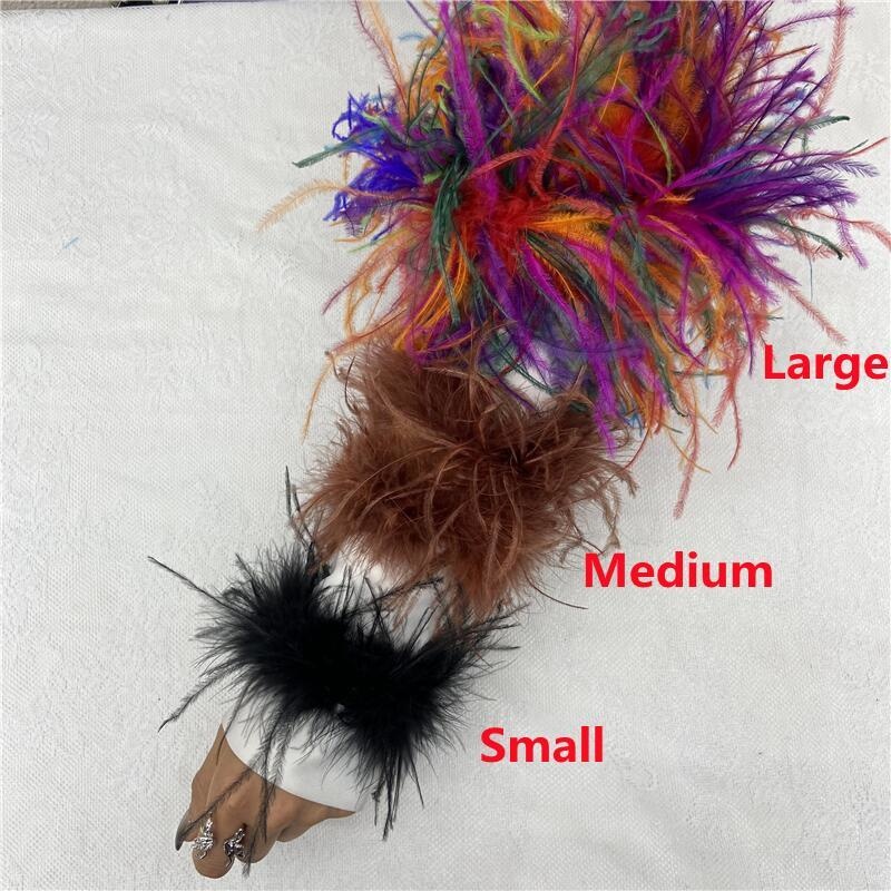 Pulsera de plumas Extra grande para mujer, Mangas de brazo con plumas, puño a presión, ropa, calentador