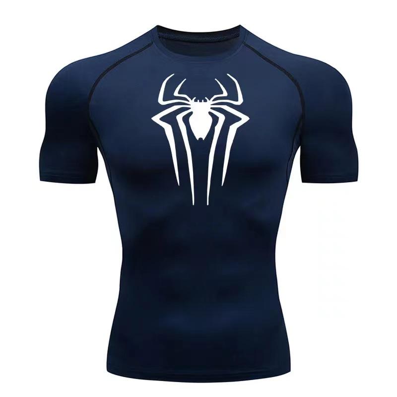 2024 new summer spider print compression shirt men's sports shirt short-sleeved quick-dry sports t-shirt sports shirt