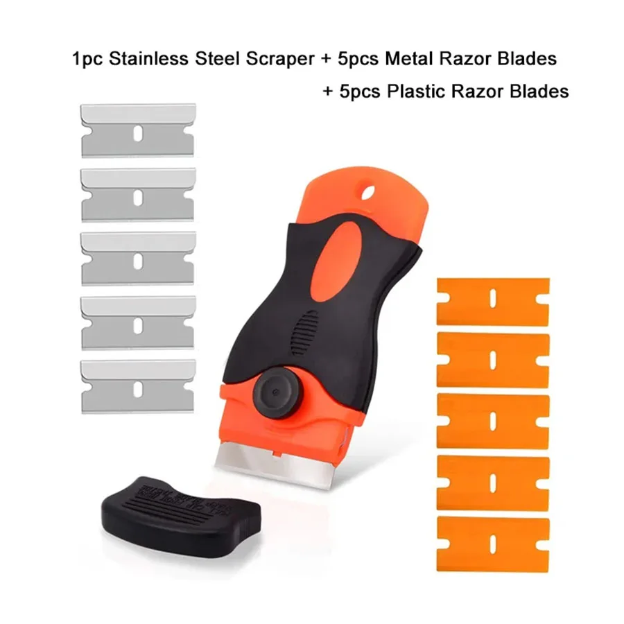 Scraper สําหรับกระจกรถยนต์ใบมีดกระจกหน้าต่างกาวสติกเกอร์ Remover มีดโกนใบมีด Scraper ทําความสะอาดเซรามิค Hob Auto ไม้กวาดเครื่องมือ