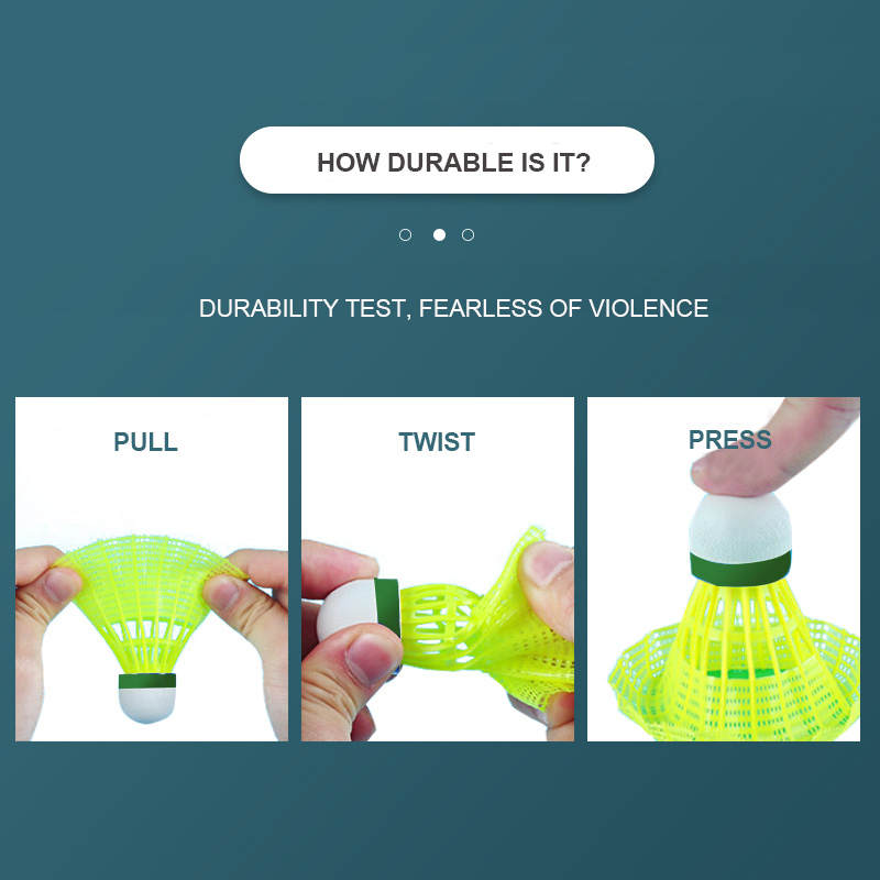 คาวาซากิไนลอน N350 สําหรับการฝึกอบรม 6 ชิ้นแบดมินตันลูกขนไก่พลาสติก Birdies สําหรับการฝึกอบรมกลางแจ้งใช้ทนทานความเร็วปานกลาง