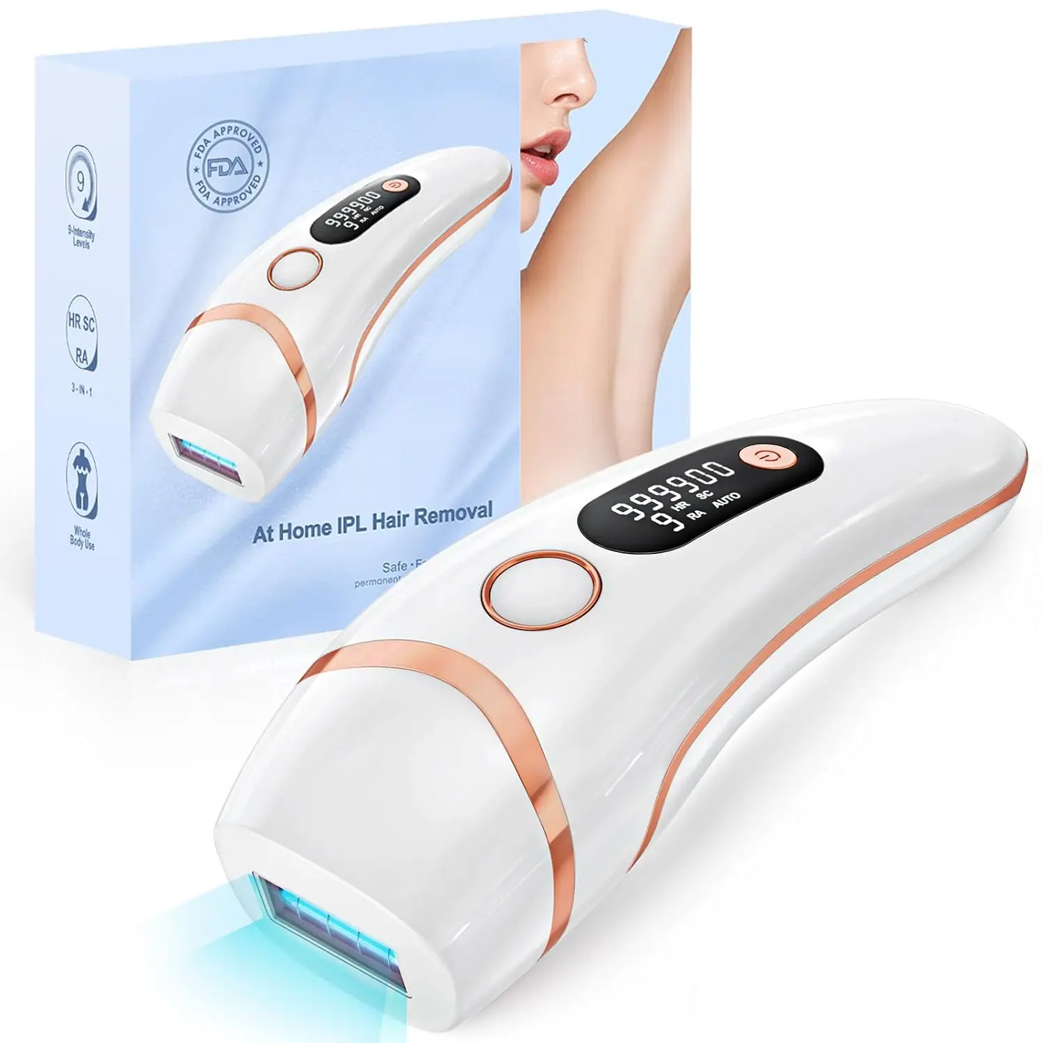 IPL-Haarentfernung 999900   Blitze PB1-Lasergerät, 2 Modi, Ganzkörper, 9 Stufen, Heimgebrauch, sicherer und schneller Laser-Epilierer für Männer und Frauen