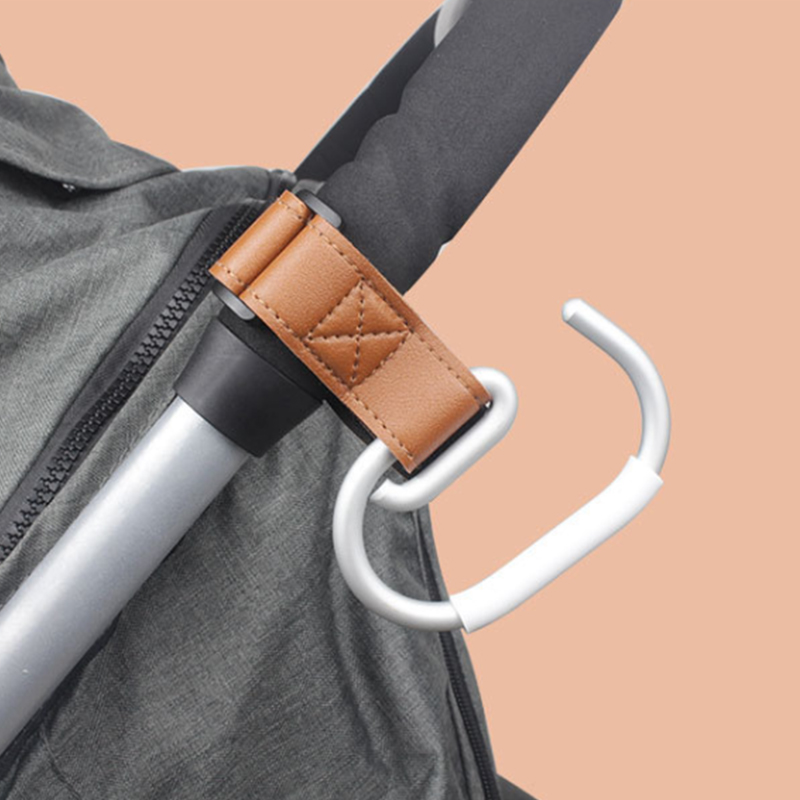 2Pcs Leather Cart Hooks Baby Stroller Hook Rotate 360 Degrees Multifunctional Leather Hooks for Bags Stroller Accessories