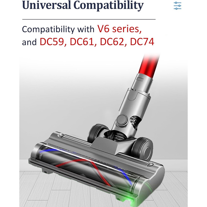 Electric Floor Brush Head For Dyson V6 DC58 DC59 DC62 DC72 Vacuums Attachment With LED Dust Lights For Floor Cleaner