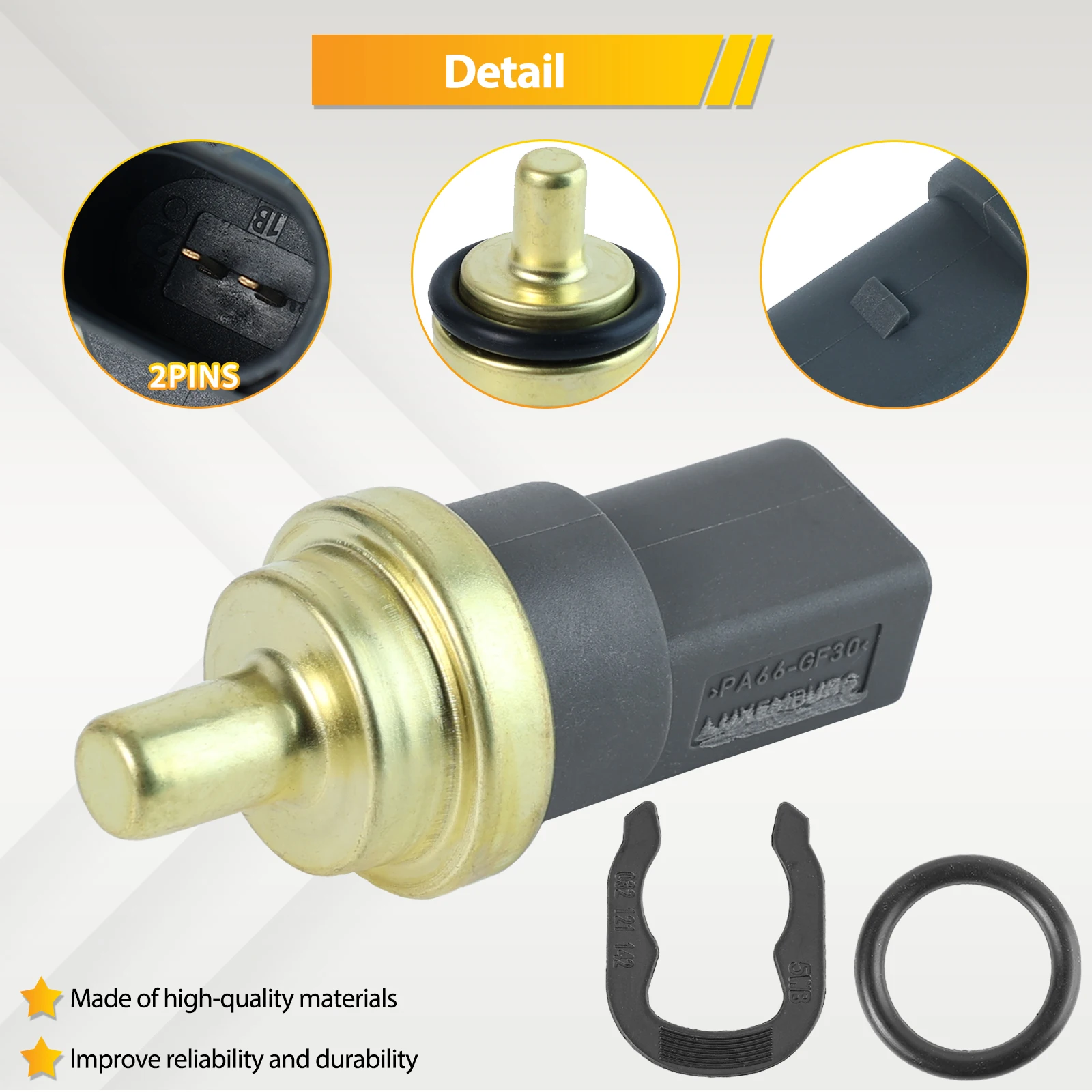 06A 919501 Um sensor de temperatura do líquido refrigerante do motor com anel O para Audi A3 A4 A5 A6 VW GOLF Seat Skoda 06A 919501   06A 919 501A 06A 919 501
